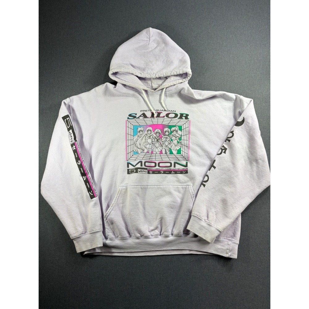 Sailor Moon Graphic Hoodie Mens XL Lavender Purple Anime Pretty Guardian